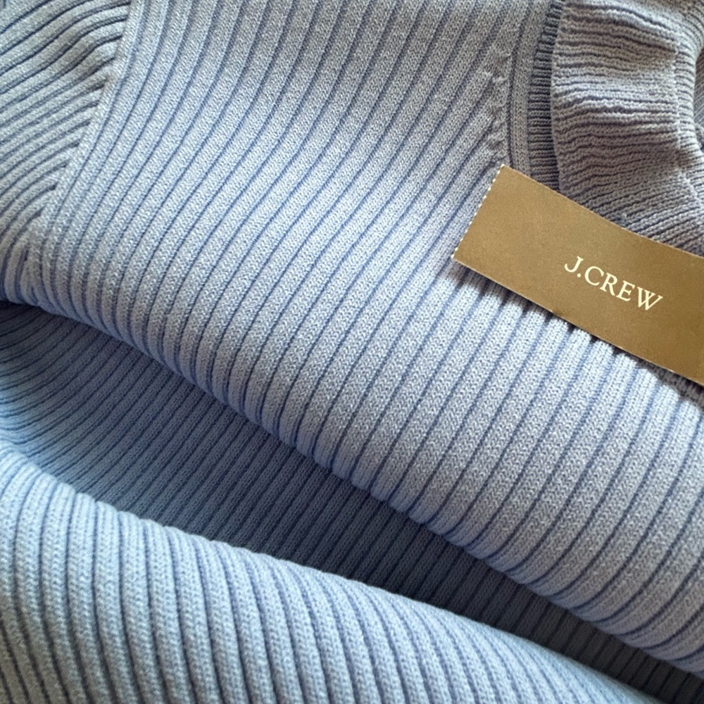 J. Crew Blue Ribbed Sheath Dress Long Sleeve Mock Neck - Picture 11 of 11